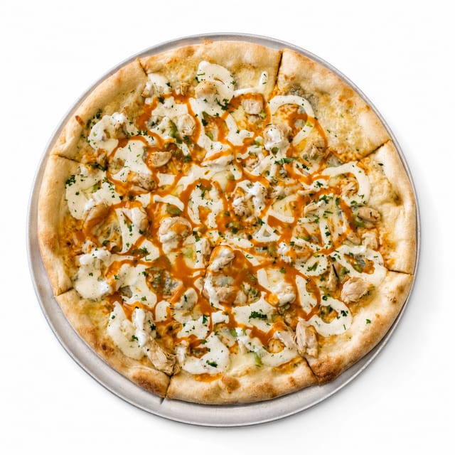 Medium Buffalo Chicken Pizza.